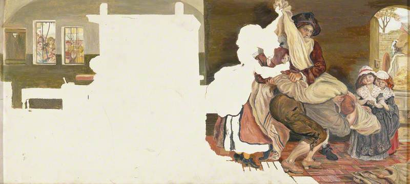 Brown, Ford Madox, 1821-1893; Unfinished Sketch for 'John Kay, Inventor of the Fly Shuttle, 1753'